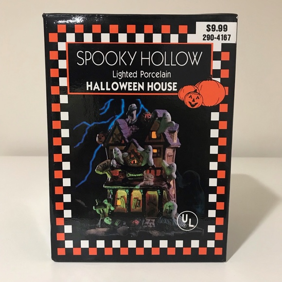 Vintage 1996 Spooky Hollow Lighted Porcelain Halloween House No Light and Cord - Picture 7 of 12